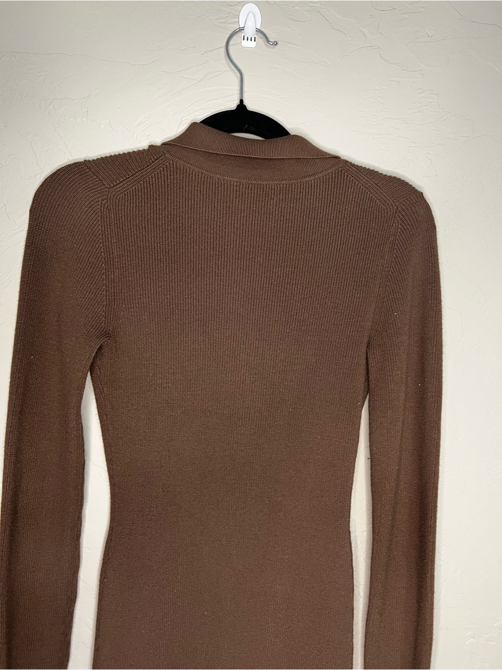 Wilfred Aritzia Cove Chocolate Brown Ribbed Bodycon Sweater Dress - Picture 9 of 10